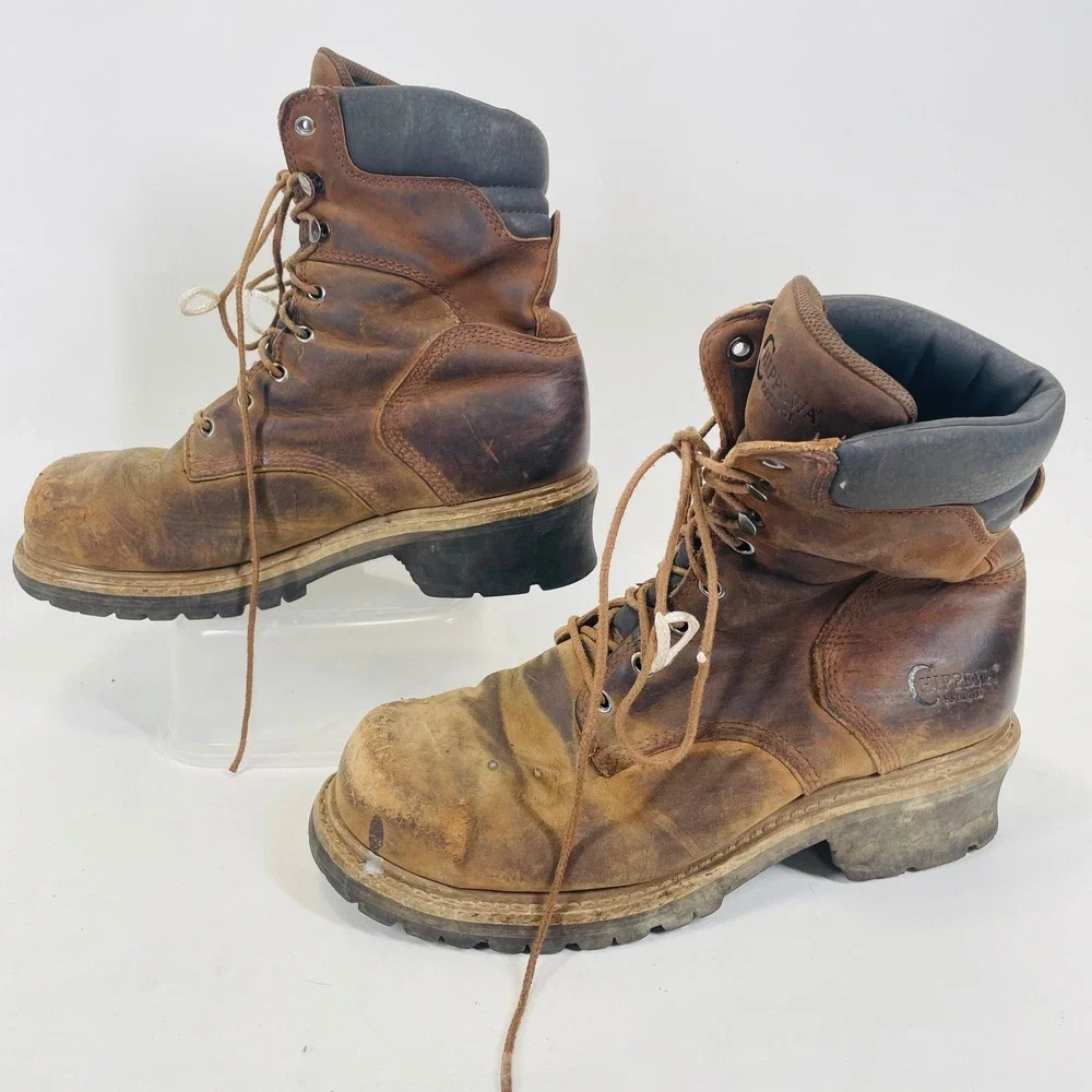 Chippewa 55026 Mens Brown Leather Logger Work Boots Size 10M ASTM F2413-11